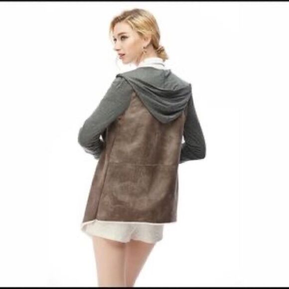 Naked Zipper Faux Suede Sweater Jacket Size Medium - Picture 7 of 8